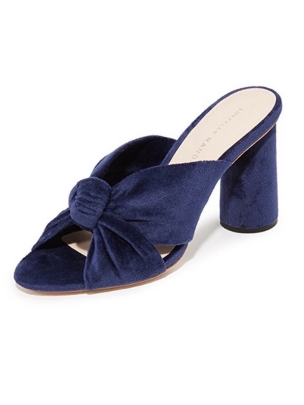 Loeffler Randall Coco Velvet Knotted Block Heel Mule Navy Blue Size 9 worn once